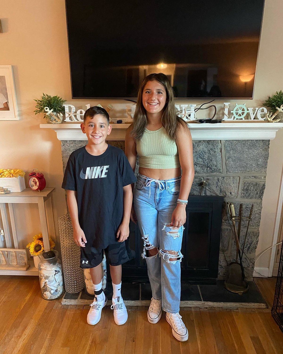Kayla, ninth grade, and Albie, sixth grade 
“Being with friends and sports.”